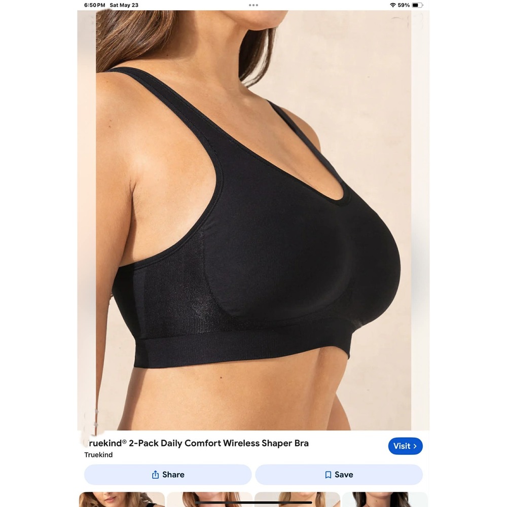 Truekind Daily Comfort Shaper Bra 2XL Seamless Full Coverage Wireless Light Pad